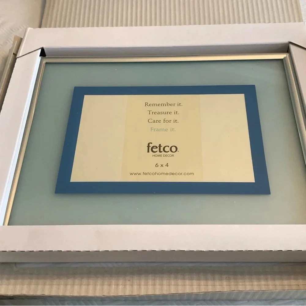 Vintage Fetco MCM Blue Silver Trim 6x4 Picture Frame NEW in Box! Baby Boy